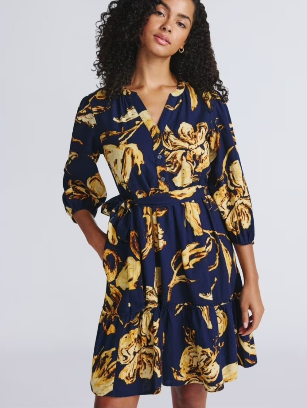 Time and Tru Women's Poplin Shirt Dress with Long Sleeves
